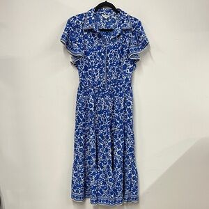 Max Studio Blue and White Floral Midi Dress L